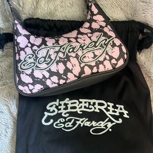 NEW Ed Hardy Black Siberia Shoulder Purse Y2K